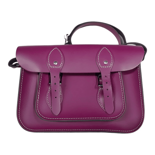 Used Purple Leather Satchel - Crafted by The Leather Satchel Co.